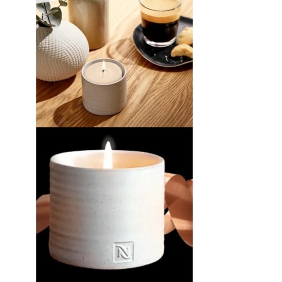 NIB SET OF 2 NESPRESSO CANDLE HOLDER WHITE - Picture 1 of 5